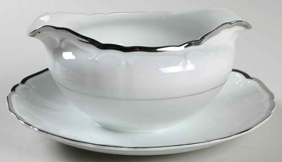 Empress White Gravy Boat with Attached Underplate by Ashcraft-1