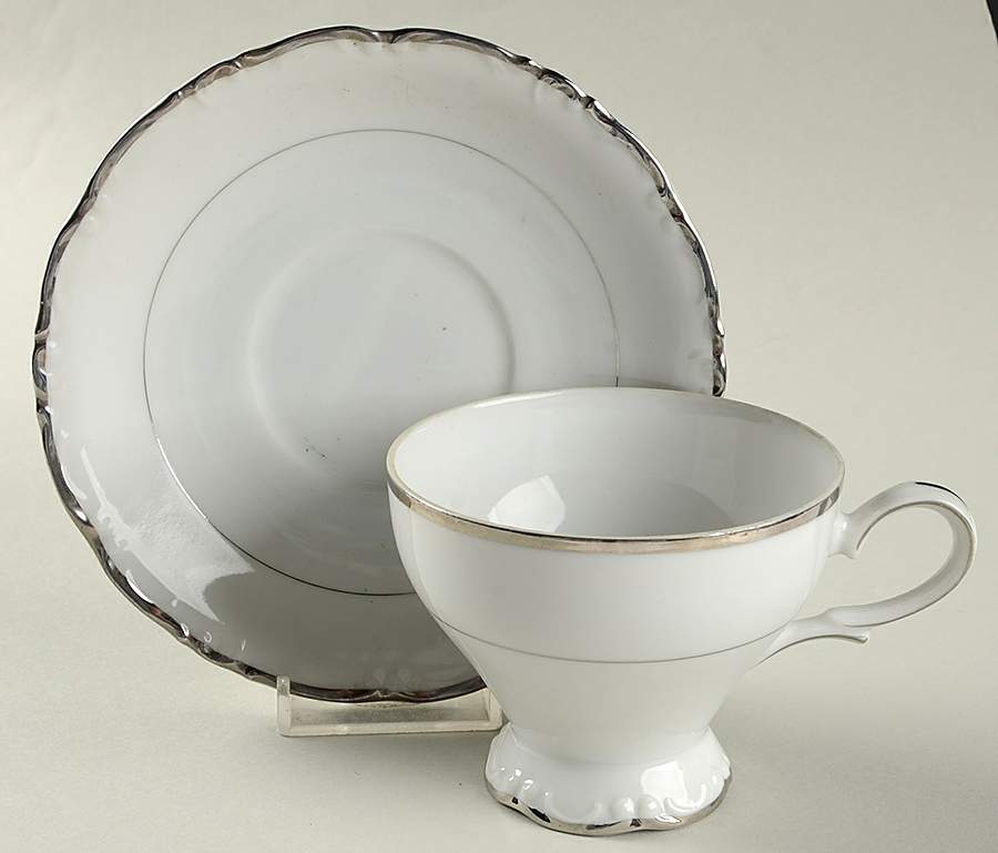 Empress White Footed Cup & Saucer Set by Ashcraft-1