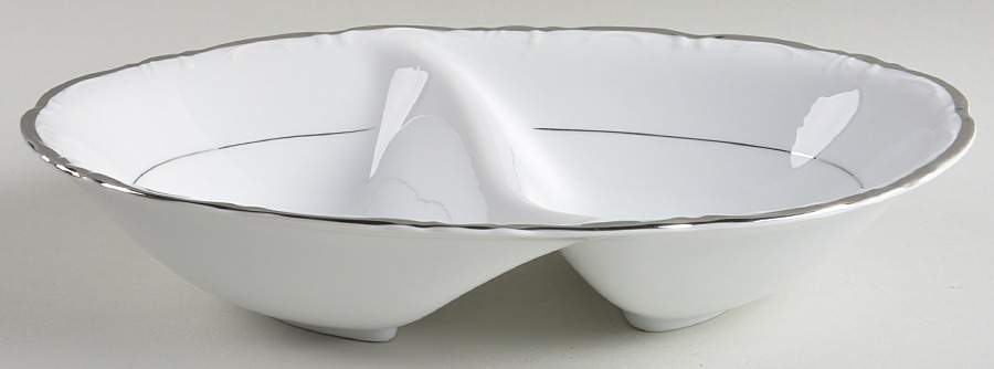 Empress White 11" Oval Divided Vegetable Bowl by Ashcraft-1