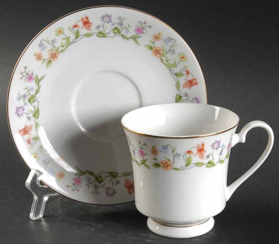 Eternal Love (Gold Trim) Footed Cup & Saucer Set by Ashley-1