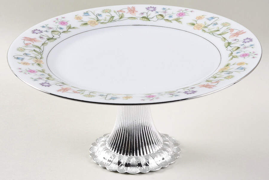 Eternal Love (Platinum Trim) Cake Stand with 4"-5" Metal Pedestal  Hc by Ashley-1