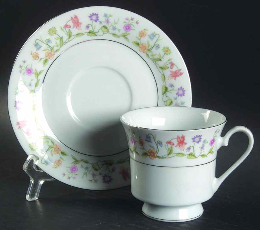 Eternal Love (Platinum Trim) Footed Cup & Saucer Set by Ashley-1