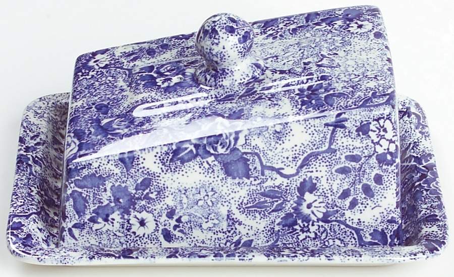 Chintzware Blue Cheese Dish with Lid (Wedge) by Laura Ashley-1