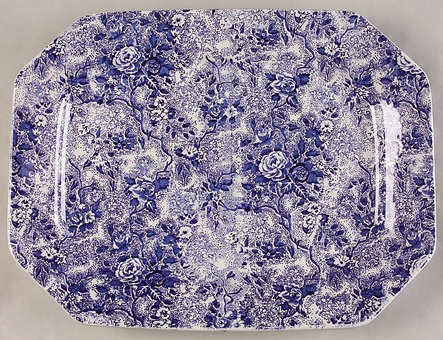 Chintzware Blue 13" Rectangular Serving Platter by Laura Ashley-1