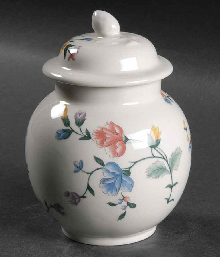 Chinese Silk Sugar Bowl & Lid by Laura Ashley-1