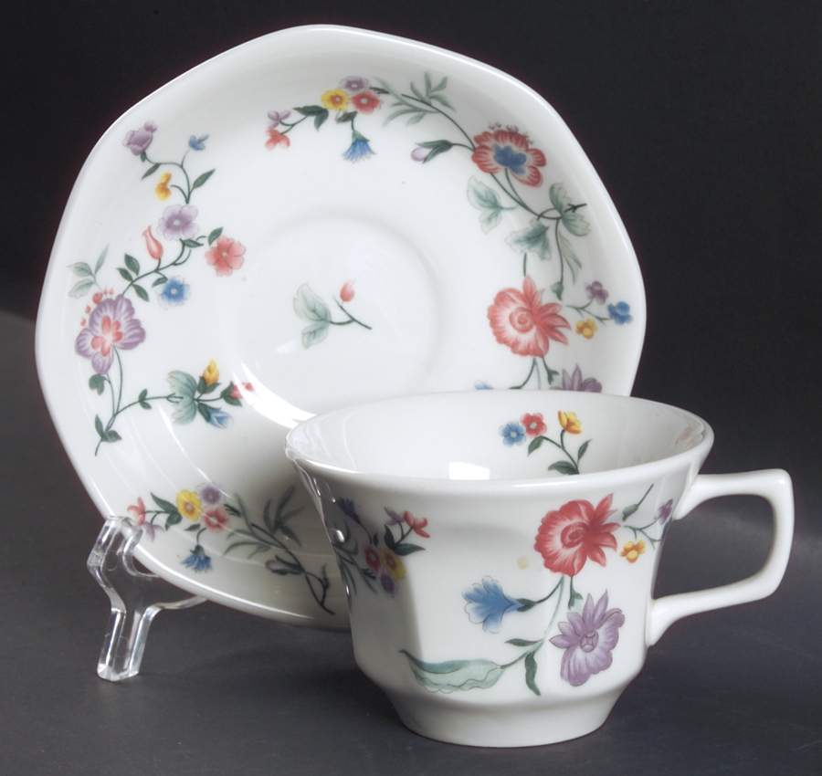 Chinese Silk Flat Cup & Saucer Set by Laura Ashley-1