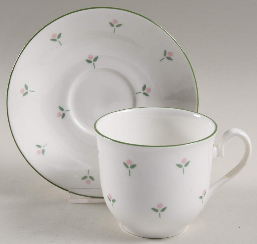 Cottage Sprig Flat Cup & Saucer Set by Laura Ashley-1