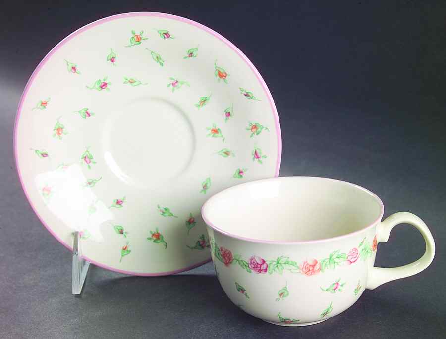 Rosebud Flat Cup & Saucer Set by Laura Ashley-1