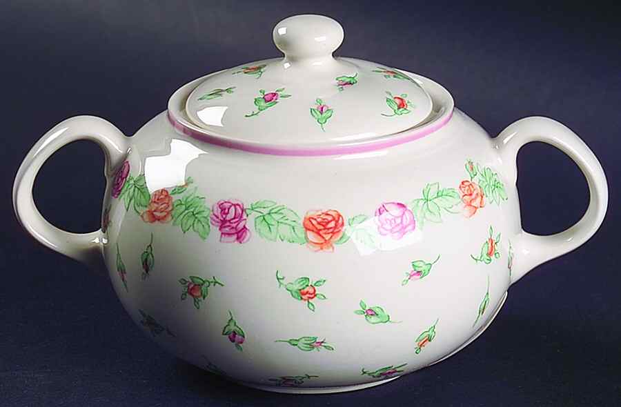 Rosebud Sugar Bowl & Lid by Laura Ashley-1