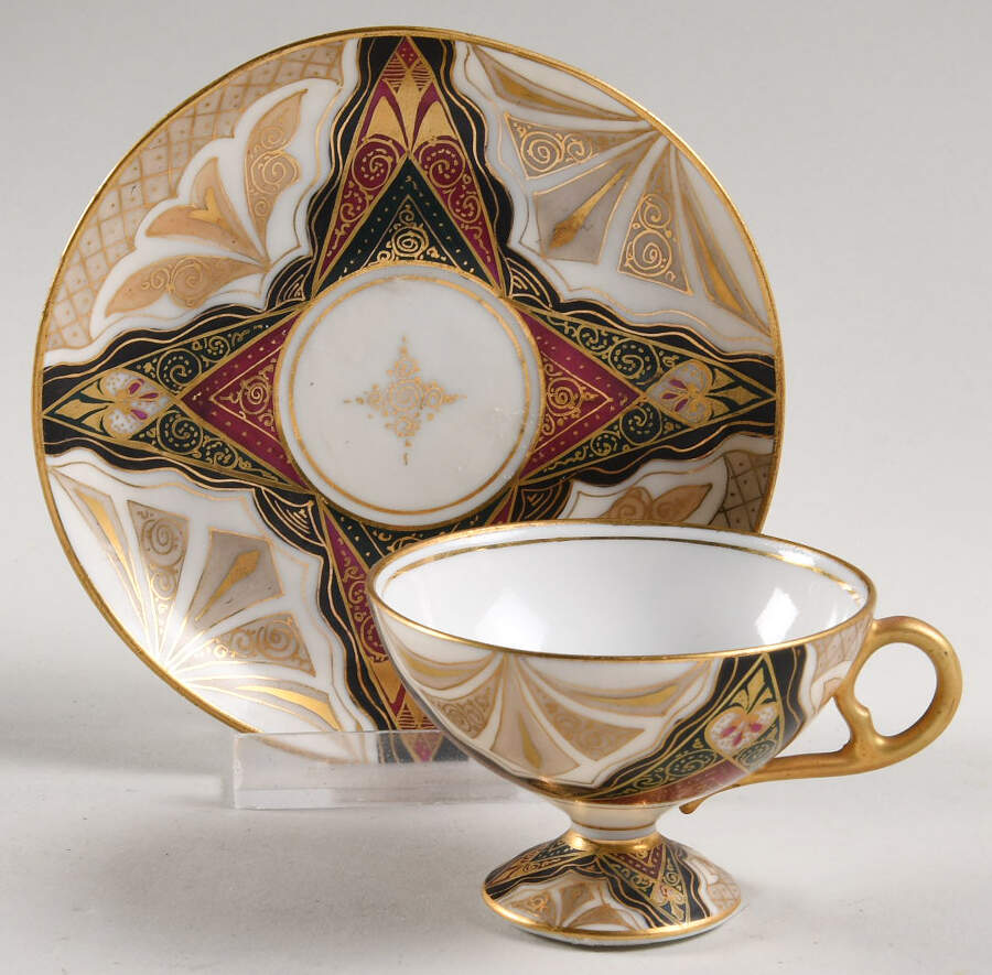 Alhambra Footed Demitasse Cup & Saucer Set by Carl.F Boseck & Co-1