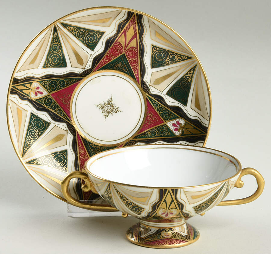Alhambra Footed Bouillon Cup & Saucer by Carl.F Boseck & Co-1