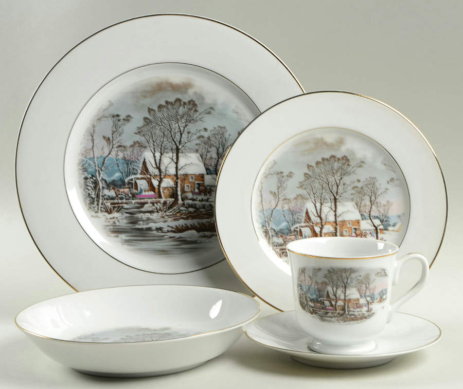 Currier & Ives (Smooth) 5 Piece Place Setting by Avon-1
