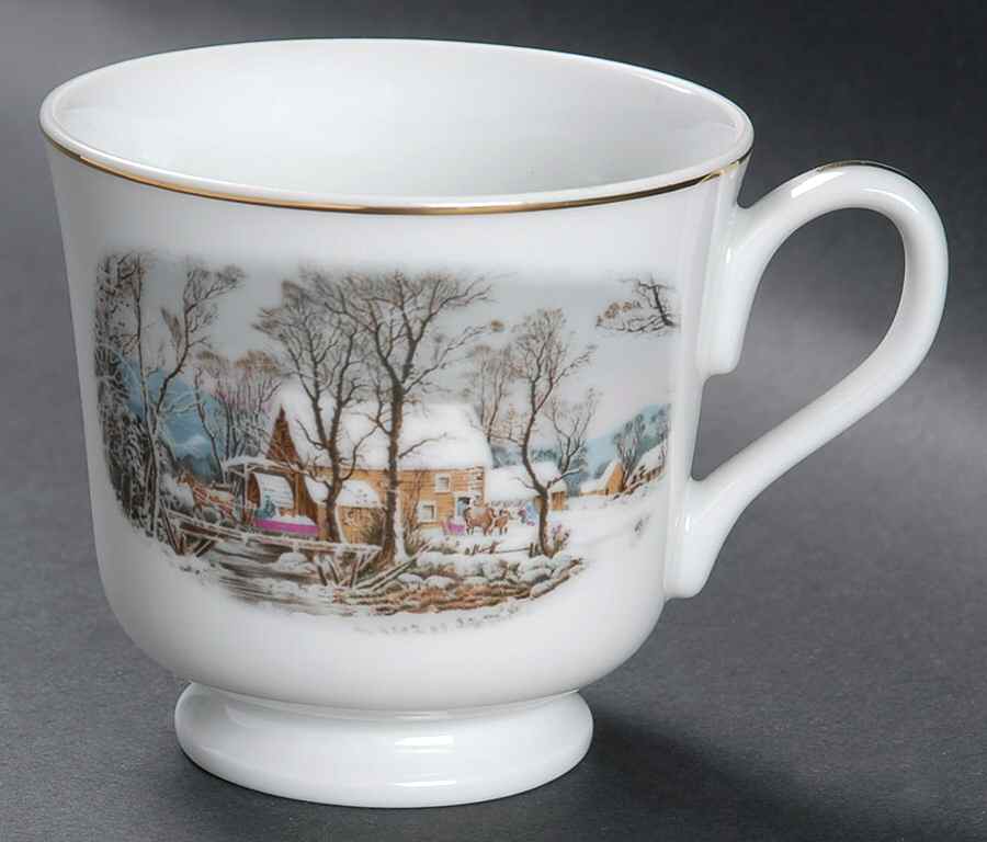 Currier & Ives (Smooth) Footed Cup by Avon-1