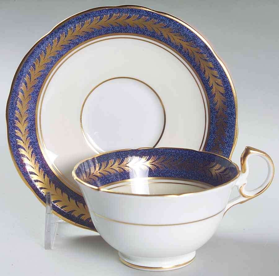 1846 (Powder Blue Band Footed Cup & Saucer Set by John  Aynsley & Sons-1