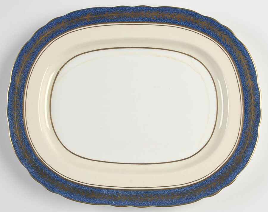 1846 (Powder Blue Band 11" Oval Serving Platter by John  Aynsley & Sons-1