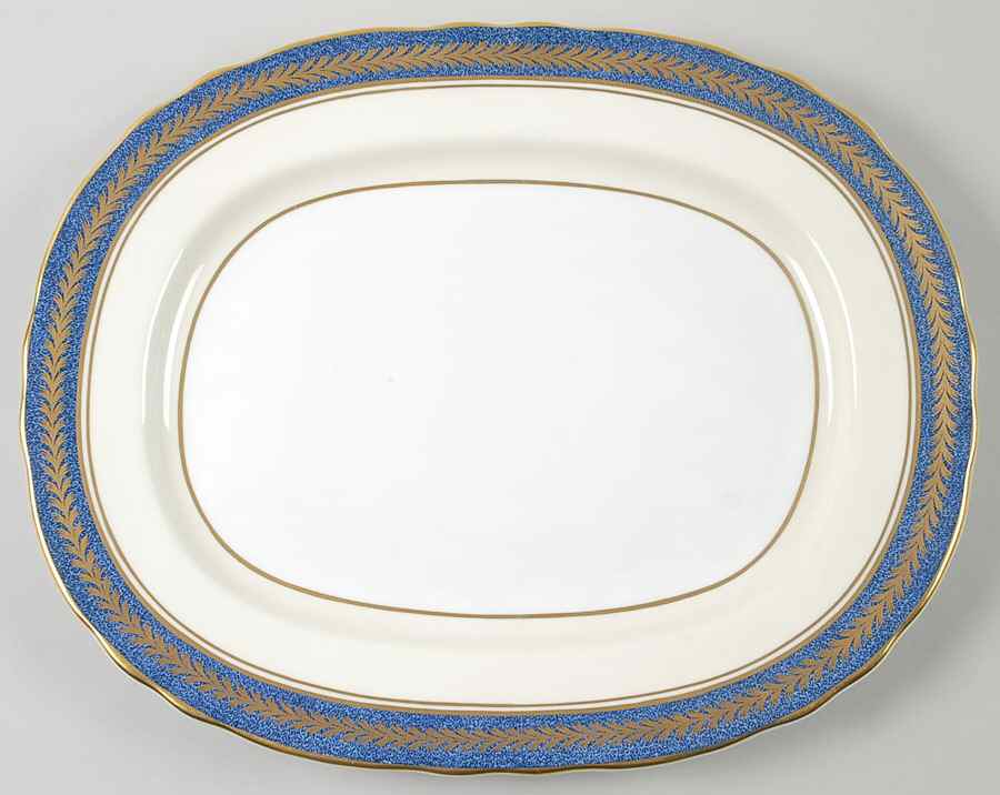 1846 (Powder Blue Band 13" Oval Serving Platter by John  Aynsley & Sons-1