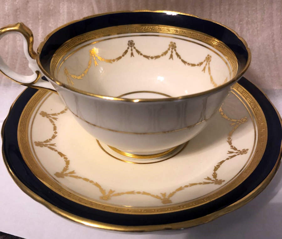 4030 Cobalt Blue Footed Cup & Saucer Set by John  Aynsley & Sons-1