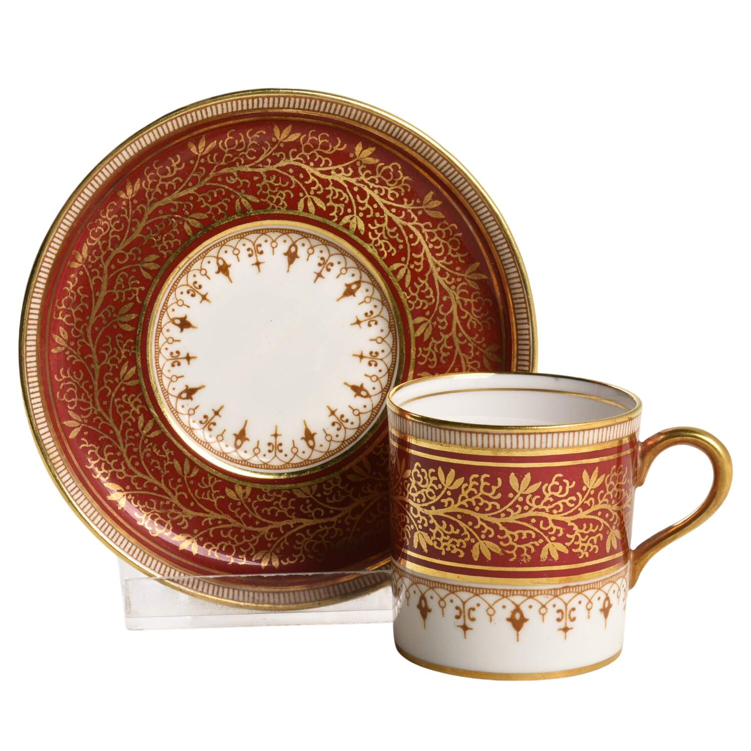 7098 Maroon Flat Demitasse Cup & Saucer Set by John  Aynsley & Sons-1
