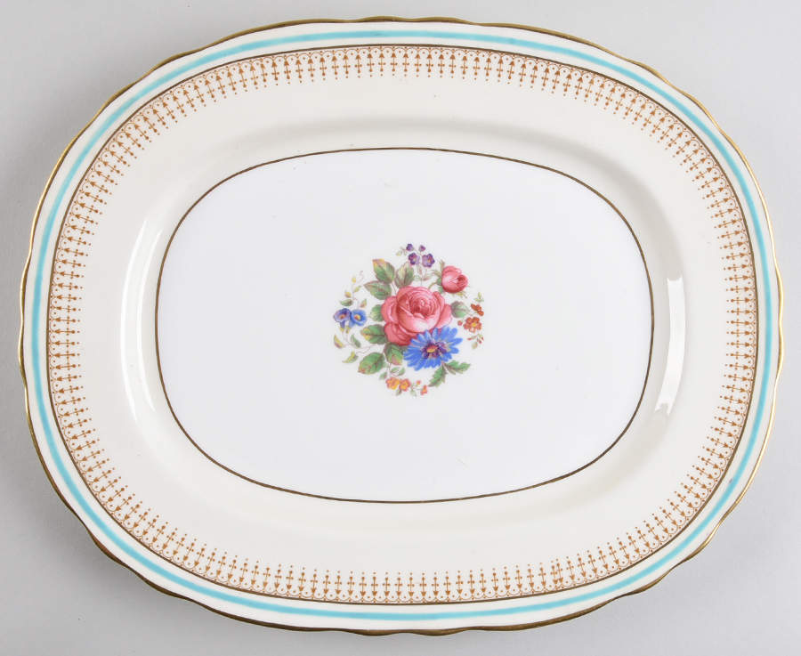 7429 Teal Blue 13" Oval Serving Platter by John  Aynsley & Sons-1