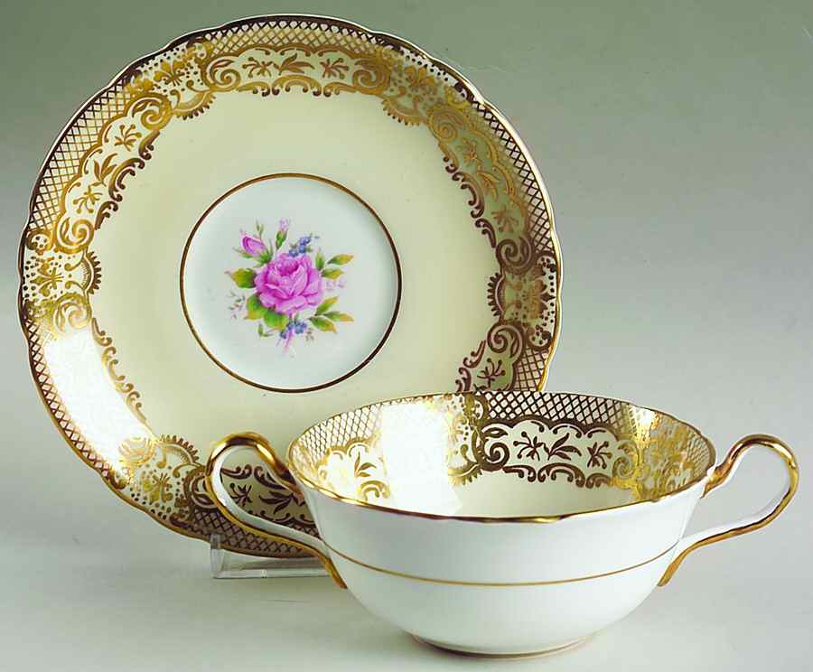 7805 Flat Cream Soup Bowl & Saucer Set by John  Aynsley & Sons-1