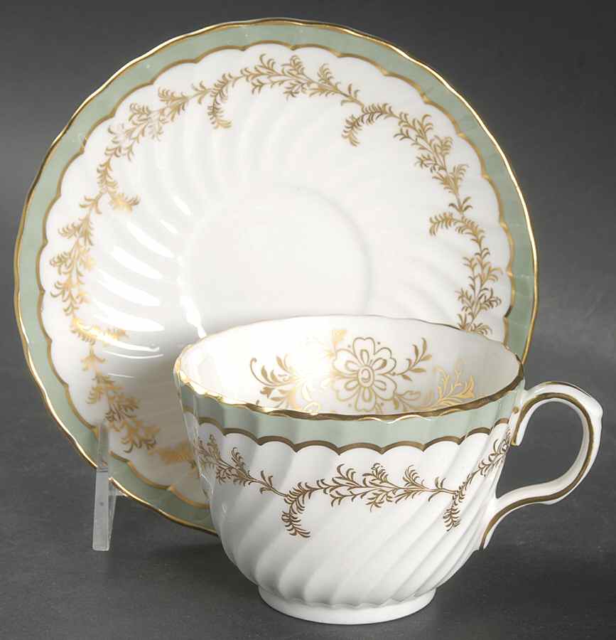 8155 Green Flat Cup & Saucer Set by John  Aynsley & Sons-1