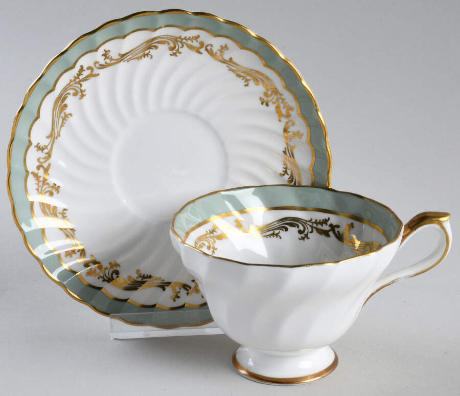 8476 (Aqua) Footed Cup & Saucer Set by John  Aynsley & Sons-1