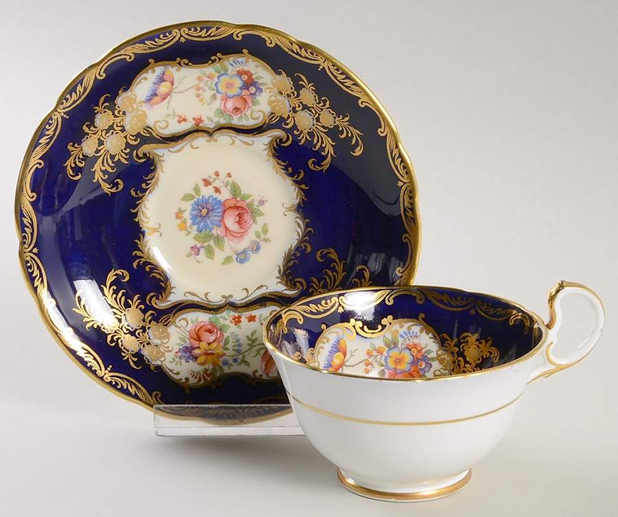 Aristocrat Cobalt Blue Footed Cup & Saucer Set by John  Aynsley & Sons-1