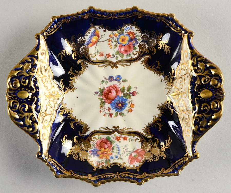 Aristocrat Cobalt Blue 6" Handled Square Bon Bon by John  Aynsley & Sons-1