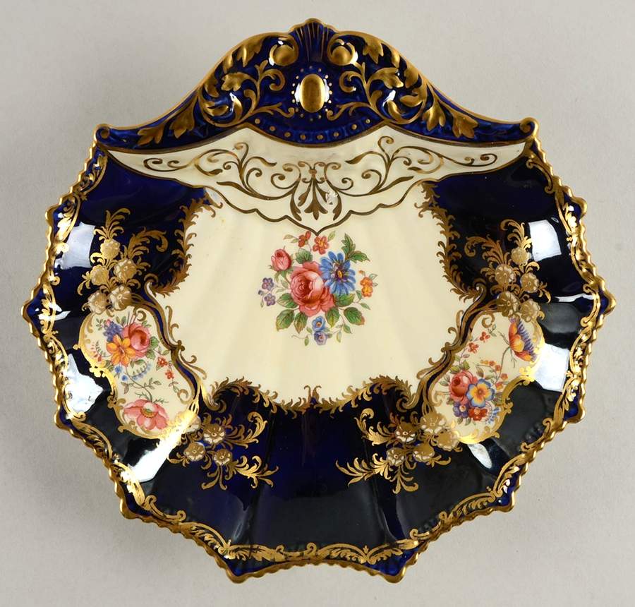 Aristocrat Cobalt Blue Shell Shaped Dish by John  Aynsley & Sons-1