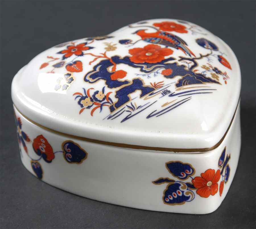 Bird of Paradise Heart Shape Box & Lid by John  Aynsley & Sons-1