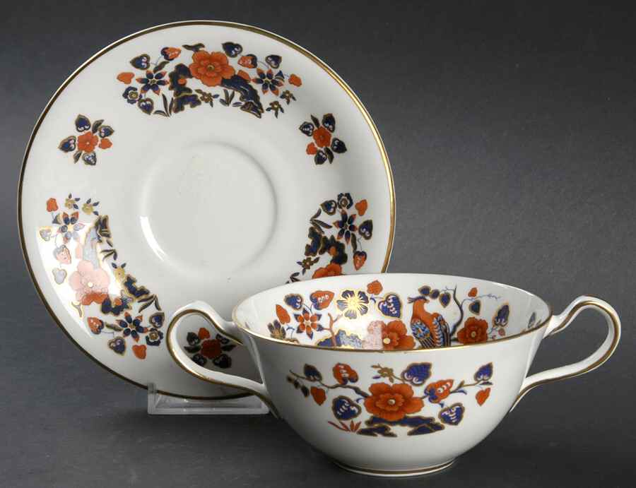 Bird of Paradise Flat Cream Soup Bowl & Saucer Set by John  Aynsley & Sons-1