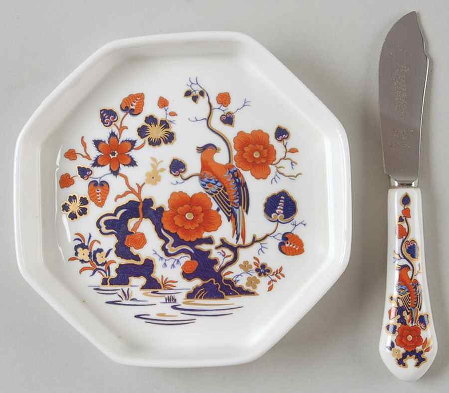 Bird of Paradise Individual Butter Dish & Knife Set by John  Aynsley & Sons-1