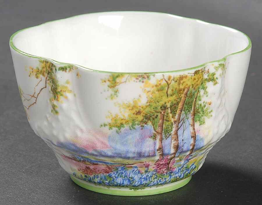 Bluebell Time (Green Trim) Mini Open Sugar Bowl by John  Aynsley & Sons-1