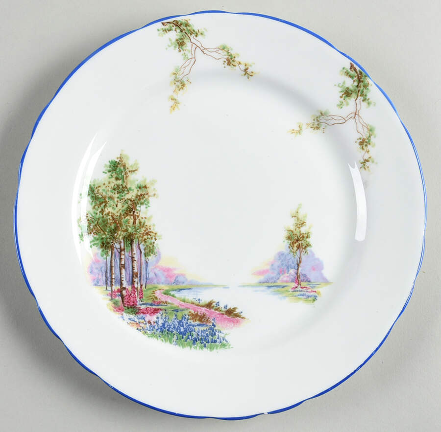 Bluebell Time (Blue Trim) Salad Plate by John  Aynsley & Sons-1