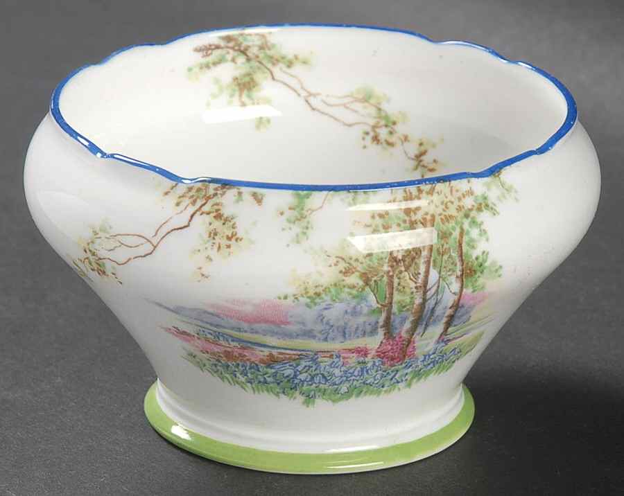 Bluebell Time (Blue Trim) Open Sugar Bowl by John  Aynsley & Sons-1