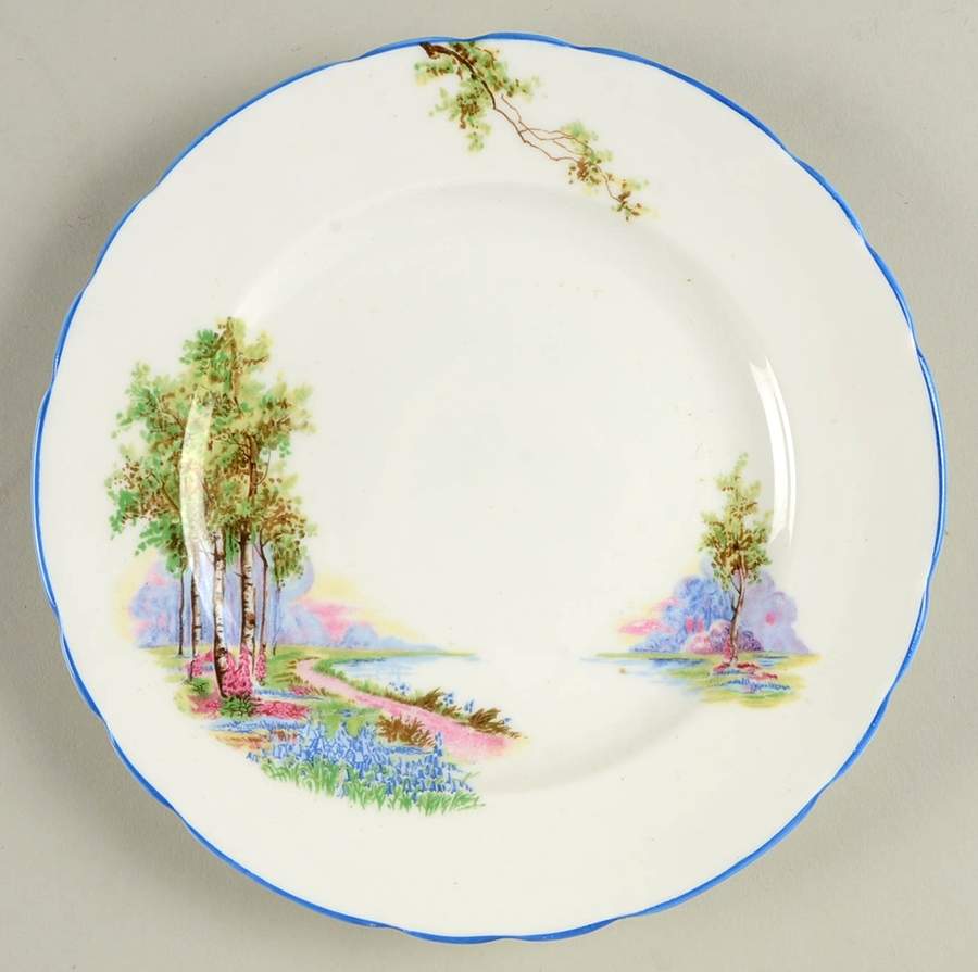 Bluebell Time (Blue Trim) Dessert/Pie Plate by John  Aynsley & Sons-1