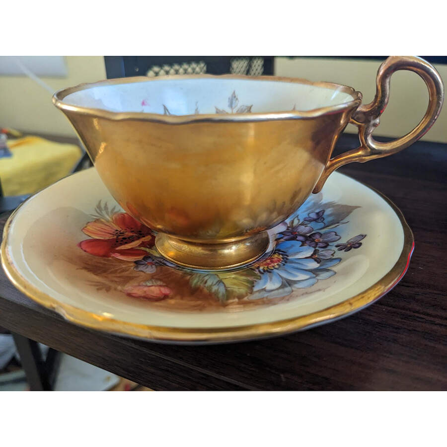 C804 Footed Cup & Saucer Set by John  Aynsley & Sons-1