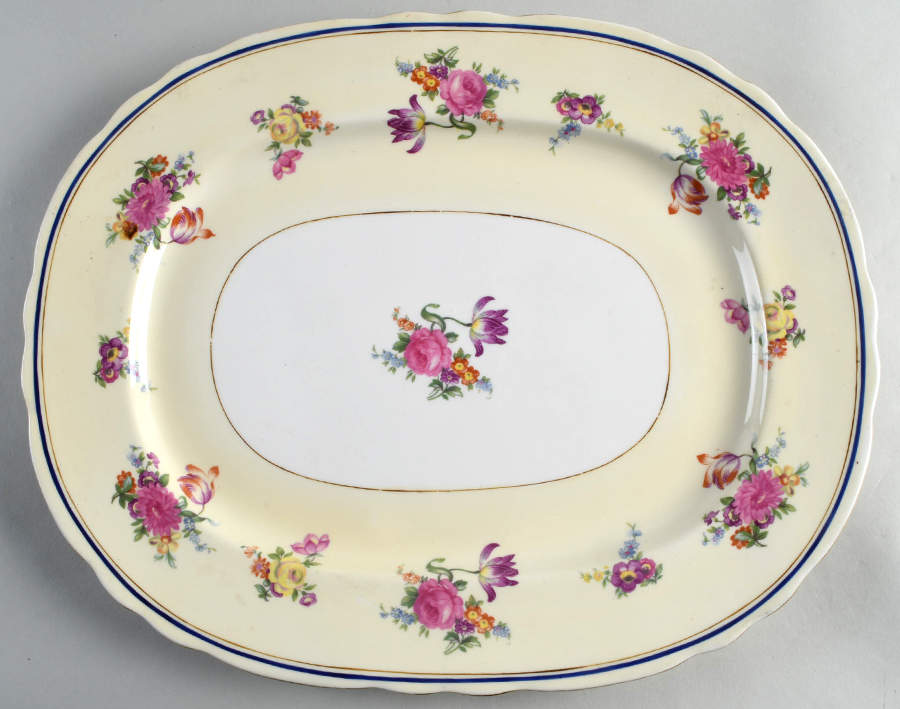 Claridge (Cobalt Border) 15" Oval Serving Platter by John  Aynsley & Sons-1
