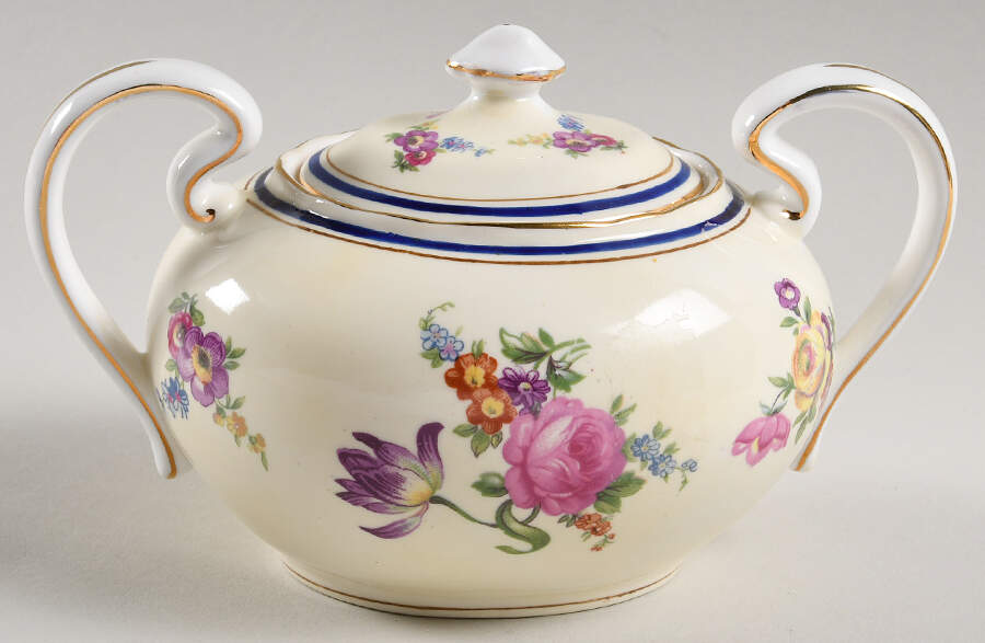 Claridge (Cobalt Border) Sugar Bowl & Lid by John  Aynsley & Sons-1