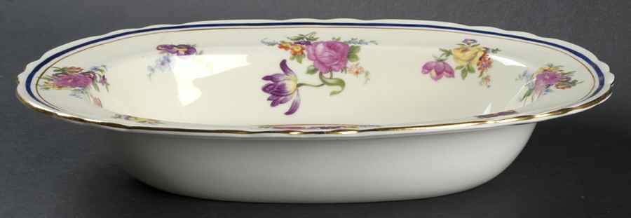 Claridge (Cobalt Border) 10" Oval Vegetable Bowl by John  Aynsley & Sons-1