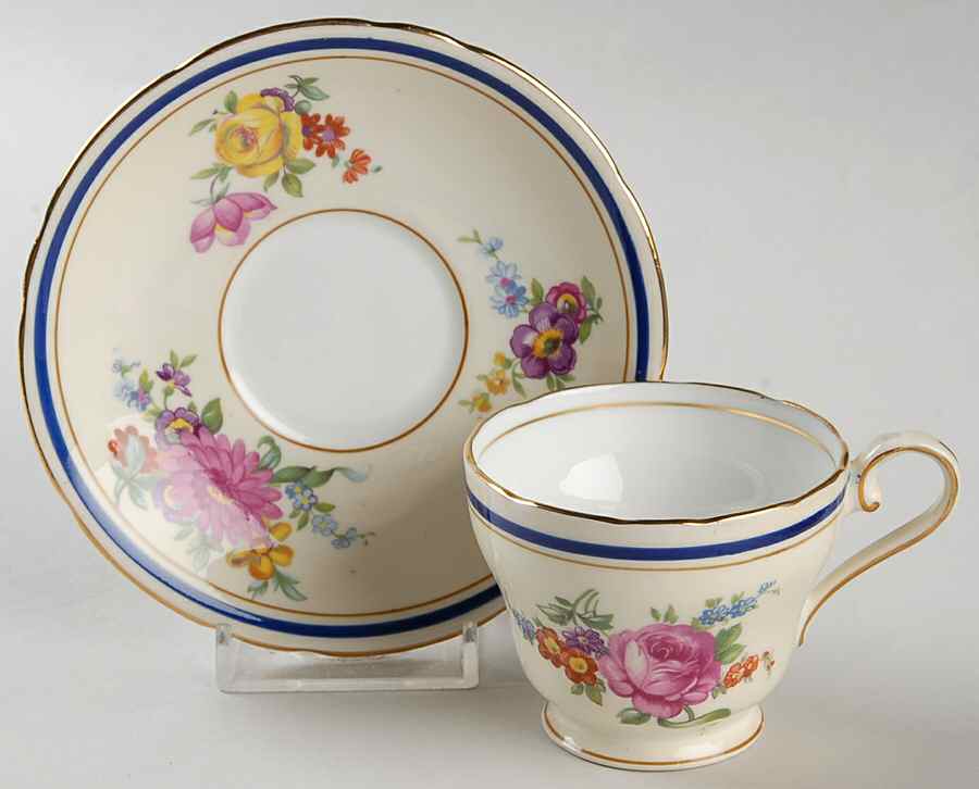 Claridge (Cobalt Border) Footed Demitasse Cup & Saucer Set by John  Aynsley & Sons-1