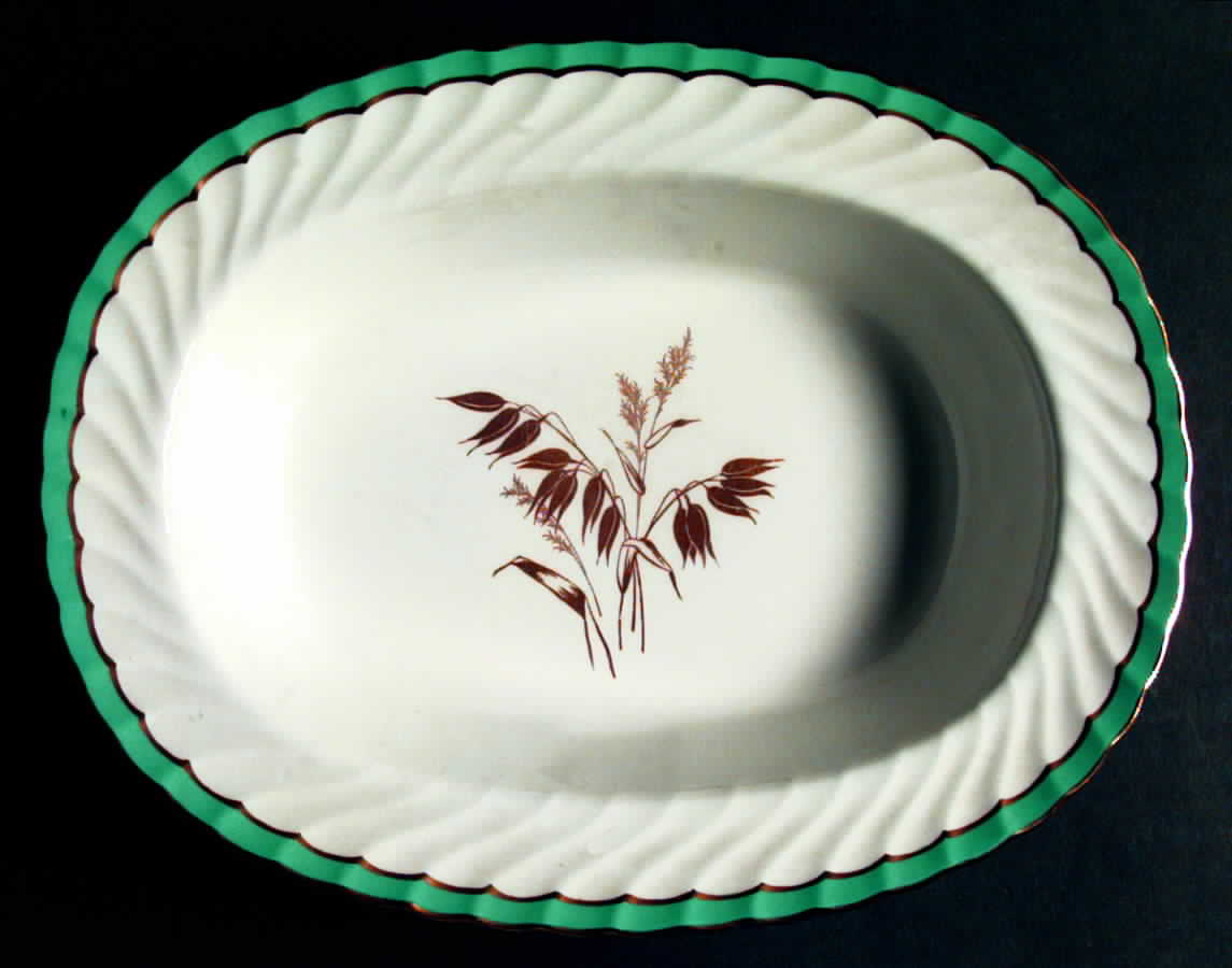 Claridge (Turquoise Border) 10" Oval Vegetable Bowl by John  Aynsley & Sons-1