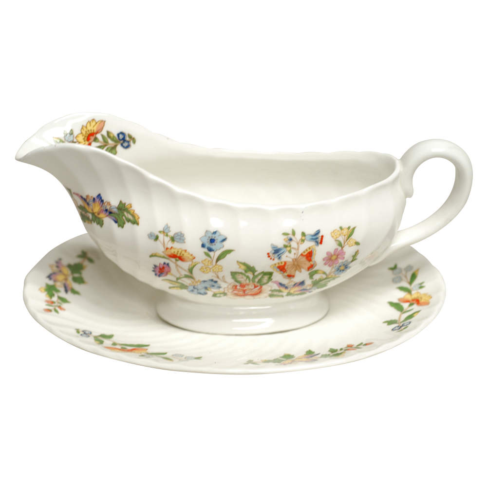 Cottage Garden Gravy Boat & Underplate by John  Aynsley & Sons-1