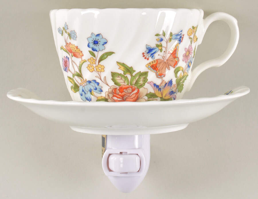 Cottage Garden 4 3/8"-4 5/8" Night Light/Cup & Saucer HC by John  Aynsley & Sons-1