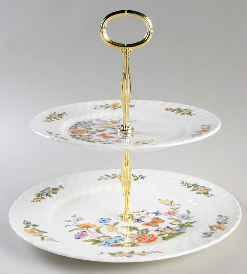 Cottage Garden 6 5/8"-10"  2 Tiered Serving Tray (Dp, Sp) HC by John  Aynsley & Sons-1