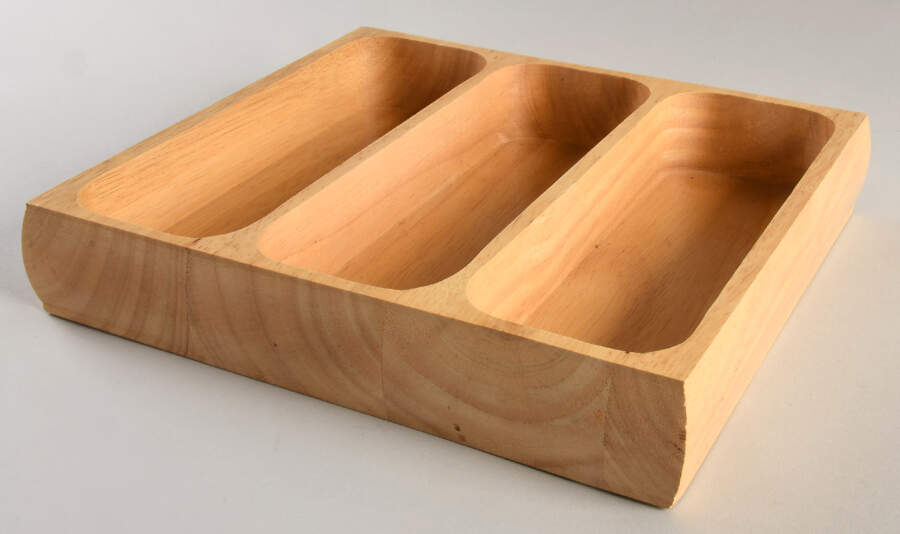 Cottage Garden Rectangular Wood Tray for 3 Relishes by John  Aynsley & Sons-1