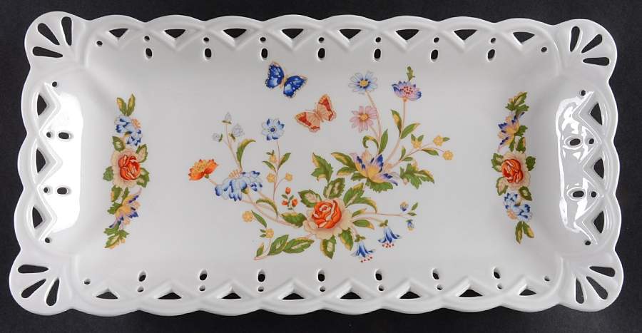 Cottage Garden 12" Pierced Chantille Sandwich Tray by John  Aynsley & Sons-1