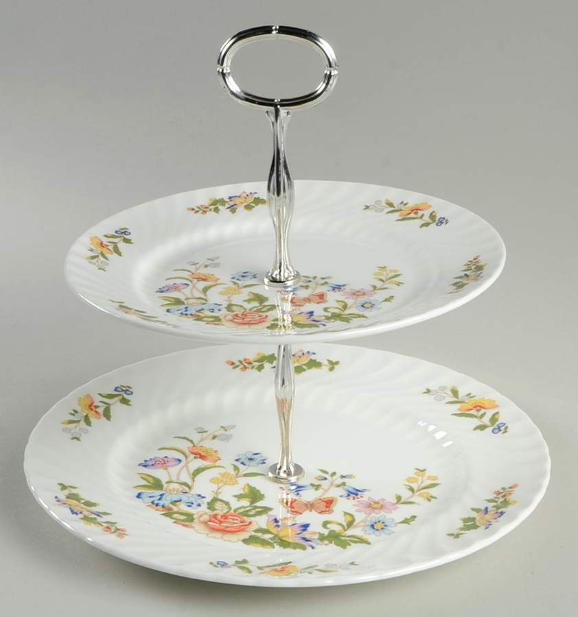 Cottage Garden 2 Tiered Serving Tray (Dinner & Salad Plate) by John  Aynsley & Sons-1
