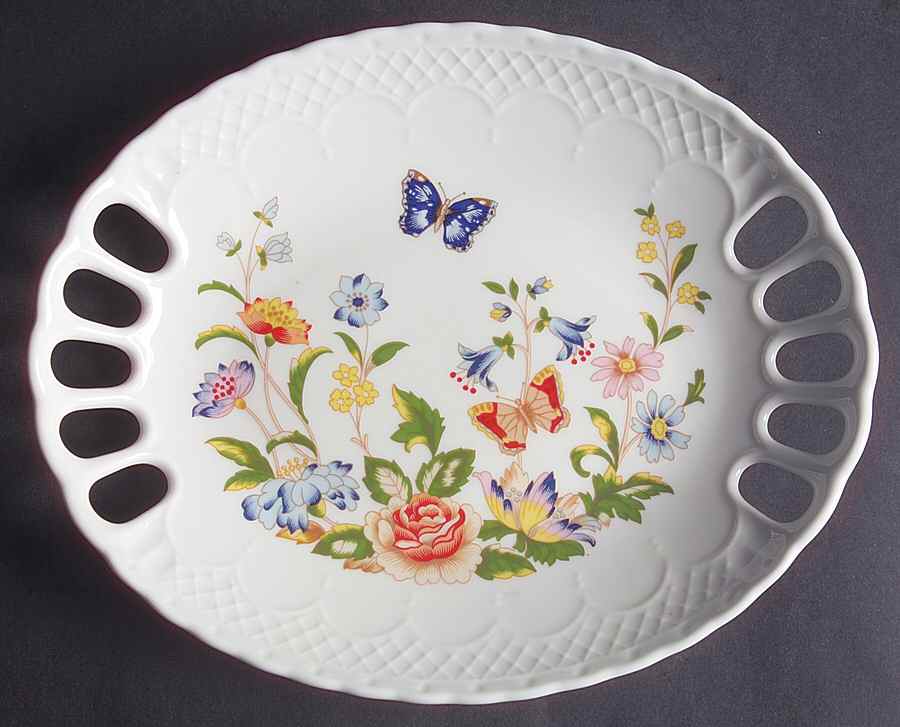 Cottage Garden 9" Pierced Oval Tray by John  Aynsley & Sons-1