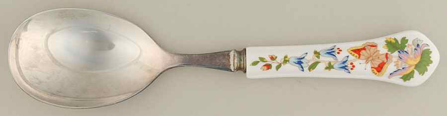 Cottage Garden Salad Serving Spoon with Silverplate Bowl by John  Aynsley & Sons-1